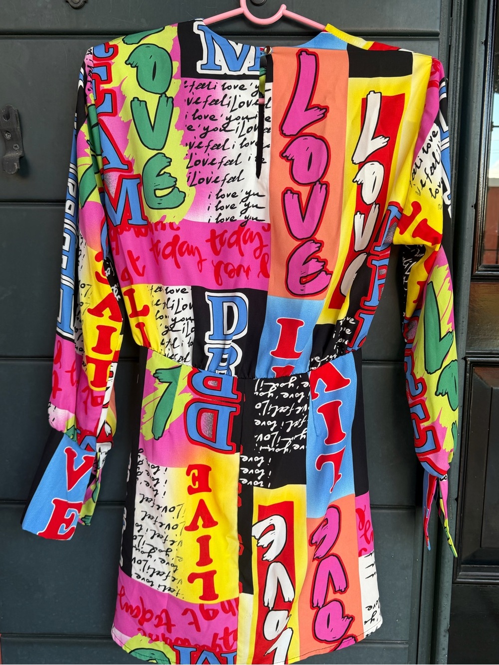 Bold 'DREAM LOVE' Graphic Tie-Front Dress - Picture 3 of 8